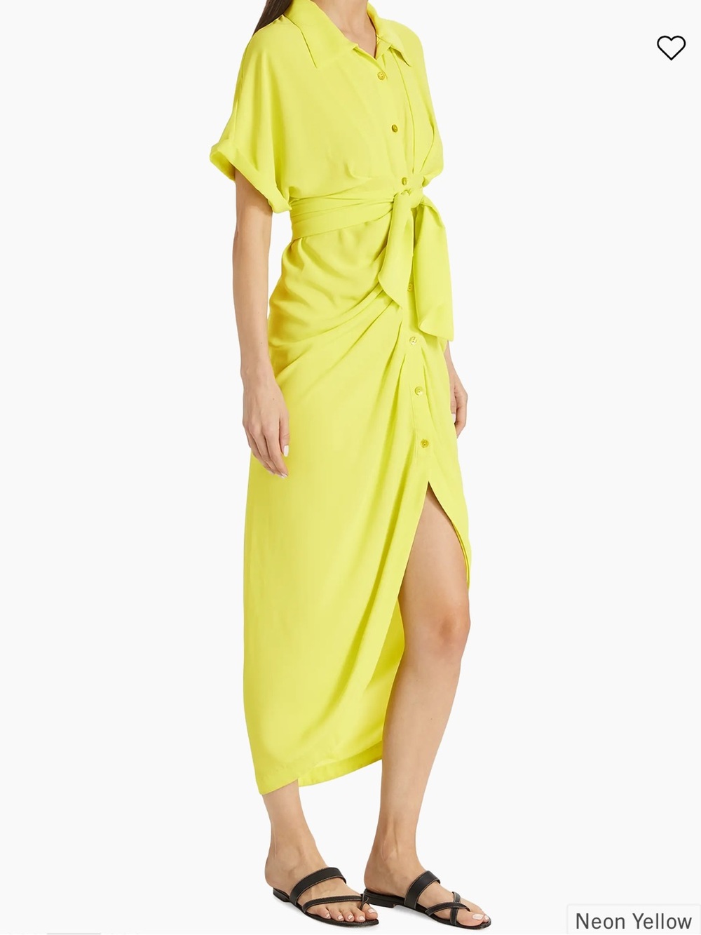 Le Superbe Miko Neon Yellow Tie-Waist Maxi Shirt Dress 12 - Picture 3 of 9